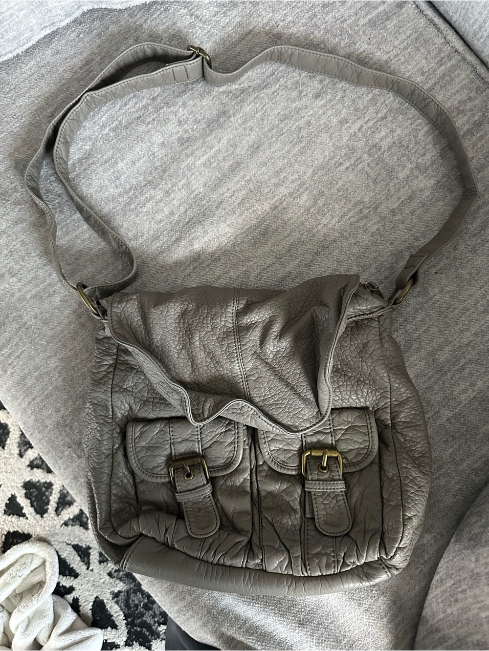 Ampere Creations Greenish/Gray Buttery Soft Vegan Leather Shoulder Bag